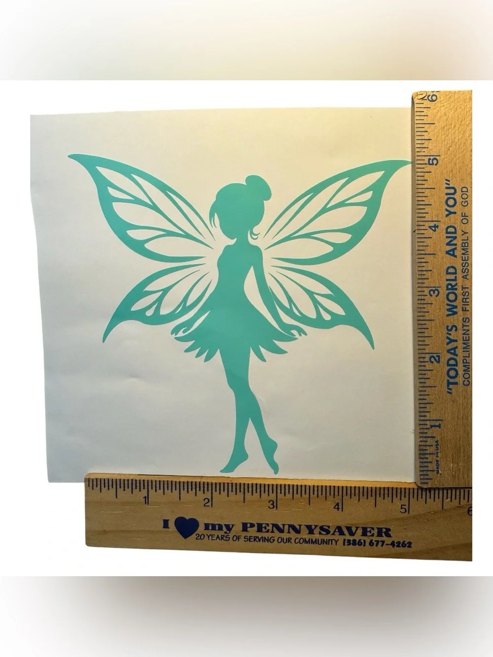 Fairy Silhouette Mint Green Vinyl Car Window Laptop Decal Bumper Sticker